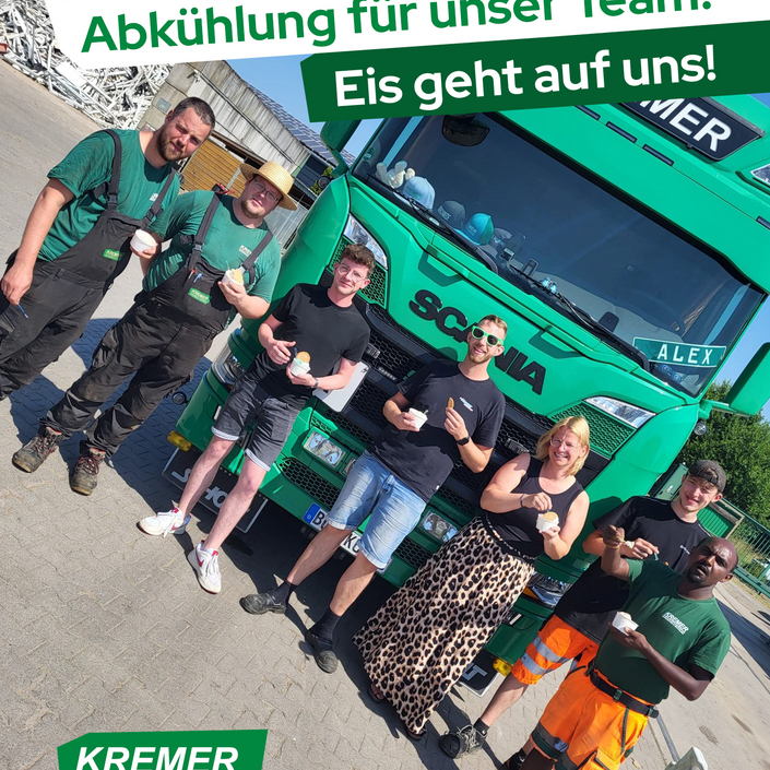 Bei diesen Temperaturen hilft manchmal nur noch eins: Eis. 🍦

Deshalb gab es heute bei Kremer für das Team eine kleine...