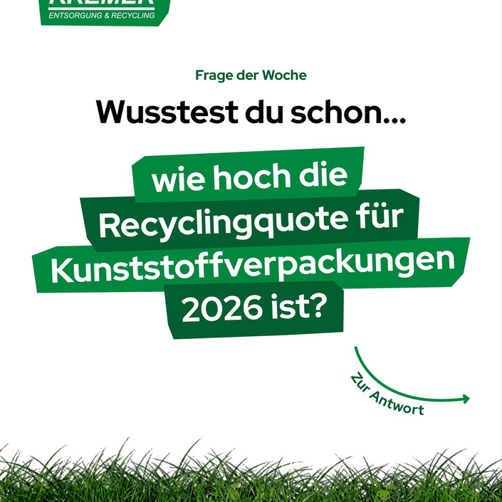 Wusstest du schon? ♻️
2026 liegt die Recyclingquote für Kunststoffverpackungen bei 70 %. Damit hat sich die Quote seit... Wusstest du schon? ♻️
2026 liegt die Recyclingquote für Kunststoffverpackungen bei 70 %. Damit hat sich die Quote seit...