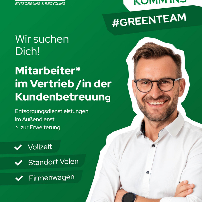 🚀 Wir suchen Verstärkung für unser Vertriebsteam!

Das Vertriebsteam der Kremer Entsorgung in Velen wächst – und dafür...